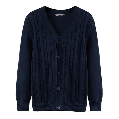 MANBOZIXi Herren Strickjacke 100% Baumwolle Cardigan mit Knöpfen, Blau L von MANBOZIXi