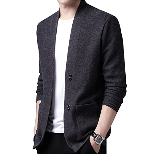 MANBOZIXi Herren Strickjacke Business V-Ausschnitt Strick Cardigan mit Tasche, Grau 4XL von MANBOZIXi