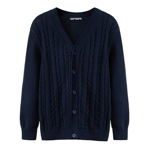 MANBOZIXi Herren Strickjacke Langarm 100% Baumwolle Cardigan mit Knöpfen V-Auschnitt, Blau 3XL von MANBOZIXi