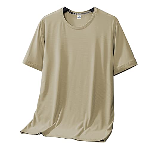 MANBOZIXi Sport T Shirts Herren Schnelltrocknend Atmungsaktiv Sportshirt Übergröße für Training Laufen, Khaki 7XL von MANBOZIXi