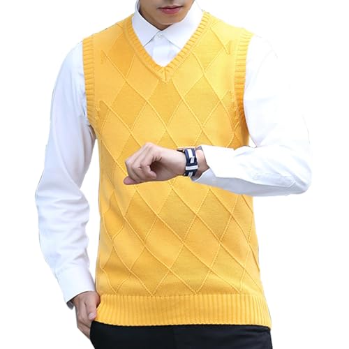 MANBOZIXi Strickpullover ohne Ärmel Herren Strickweste Leicht, Gold XL von MANBOZIXi