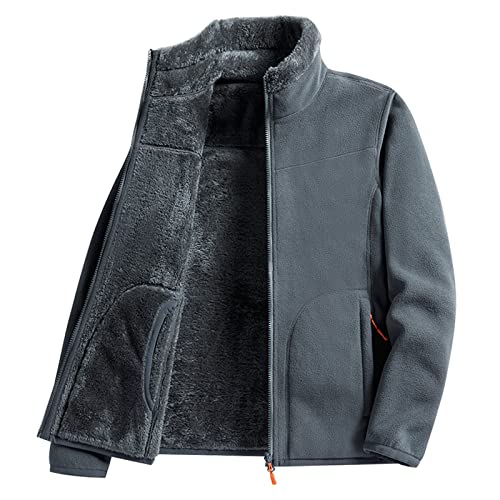 MANBOZIXi Sweatjacke mit Reißverschluss Herren Sweatshirt ohne Kapuze, Grau 5XL von MANBOZIXi