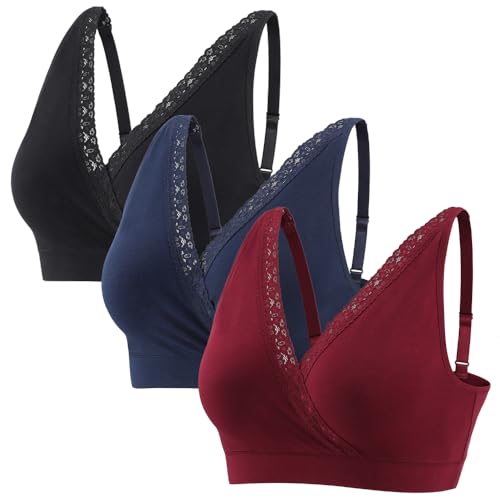 MANCI Baumwolle Alltags-BH mit Spitzenverzierung & verstellbaren Trägern - Schwangerschafts-BH für Stillen, Schlaf & Täglichen Komfort von MANCI