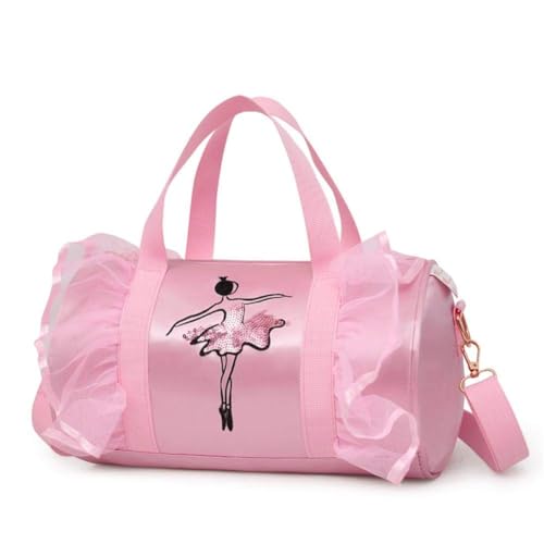 MANGGUO Mädchen Balletttasche Prinzessin Latin Dance Schultertasche Kinder Rosa Schwarz von MANGGUO