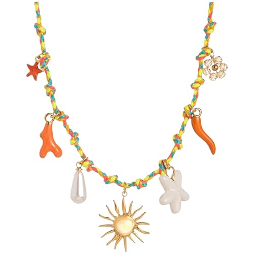 MANGMAO Strand-Charm-Halskette für Damen, Sommer, Strand, niedlicher Schmuck, adrette, ästhetische Sachen, Y2k-Accessoires, 61 cm, Polyester, Ohne MANGMAO Strand-Charm-Halskette für Damen, Sommer, Strand, niedlicher Schmuck, adrette, ästhetische Sachen, Y2k-Accessoires, 61 cm, Polyester, Ohne von MANGMAO