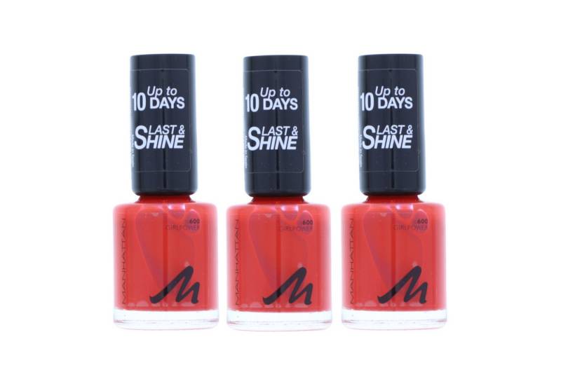 MANHATTAN Nagellack 3 x Manhattan Last & Shine Nail Polish 600 Girlpower je 8ml Nagellack von MANHATTAN