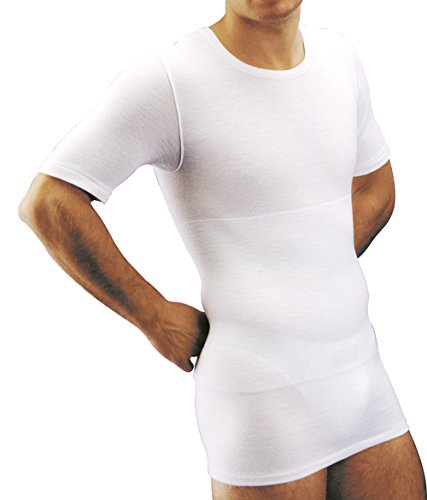 MANIFATTURA BERNINA Form 1005 (Größe 6 Weiß) - Thermisches Unterhemd Kurzarm aus Wolle und Baumwolle mit eingearbeiteten Lendenband für den Mann von MANIFATTURA BERNINA