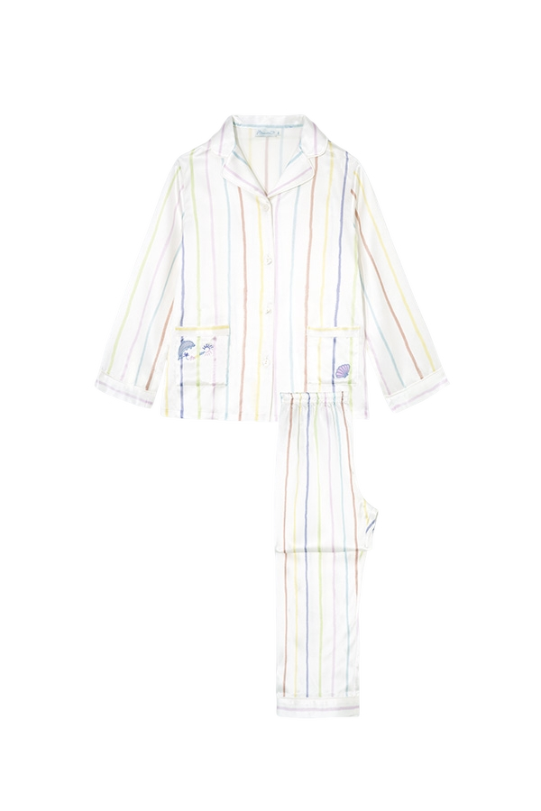 MANITO | Ocean Stripe Kid's Silk Pajama Set | Kid's Multi color Girls' Pajamas MANITO | Ocean Stripe Kid's Silk Pajama Set | Kid's Multi color Girls' Pajamas von MANITO