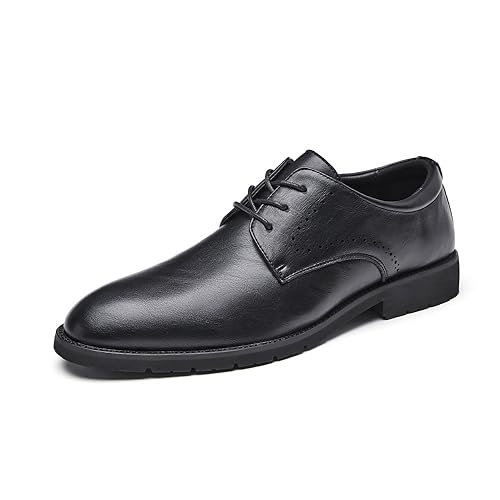 Echtes Leder Business formelle Schuhe für Herren mit polierter Zehenpartie – perfekte Hochzeitsschuhe für Herren, Schwarz, 37.5 EU von MANLADUO