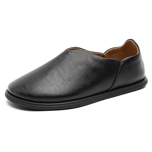 Herren Casual Slippers Versatile Slip On Shoes Lightweight Flat Lazy Mule Shoes, Schwarz, 44.5 EU von MANLADUO