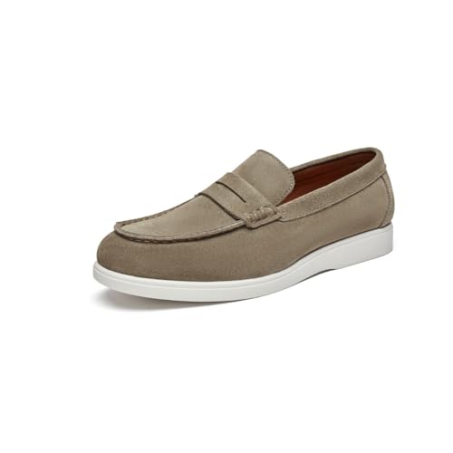 Herren-Halbschuhe aus Wildleder, leicht, Penny-Schuhe für Herren, Khaki, 42.5 EU von MANLADUO
