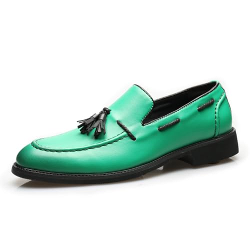 MANLADUO Herren Business Casual Quaste Loafers Slip-On Faule Schuhe Kleid Party Schuhe, Grün, 11.5 von MANLADUO