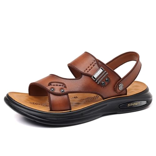 MANLADUO Herren ECHT Leder Sandalen - Sommer Outdoor Mode Alltag Strand Einschub Rutschfeste Laufschuhe für Herren von MANLADUO
