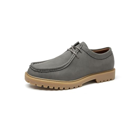 MANLADUO Herren Vintage Casual Lederschuhe Outdoor Arbeitsstiefel Echtes Leder Britischer Stil Wanderschuhe, GRAU, 42.5 EU von MANLADUO