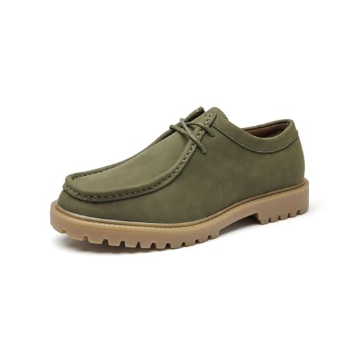 MANLADUO Herren Vintage Casual Lederschuhe Outdoor Arbeitsstiefel Echtes Leder Britischer Stil Wanderschuhe, Grün , 44.5 EU MANLADUO Herren Vintage Casual Lederschuhe Outdoor Arbeitsstiefel Echtes Leder Britischer Stil Wanderschuhe, Grün , 44.5 EU von MANLADUO