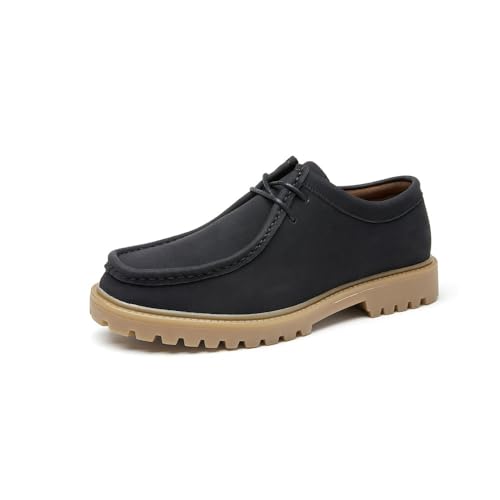 MANLADUO Herren Vintage Casual Lederschuhe Outdoor Arbeitsstiefel Echtes Leder Britischer Stil Wanderschuhe, Schwarz, 42.5 EU von MANLADUO