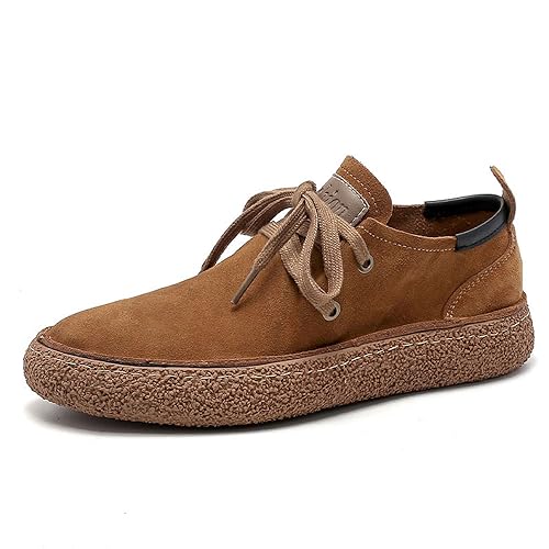 Vintage-Wildleder-Herrenschuhe mit echtem Leder und weicher Sohle – klassischer Gump-Stil, Freizeit-Sneaker, Braun, 37.5 EU von MANLADUO