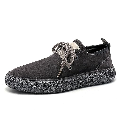 Vintage-Wildleder-Herrenschuhe mit echtem Leder und weicher Sohle – klassischer Gump-Stil, Freizeit-Sneaker, GRAU, 37.5 EU von MANLADUO