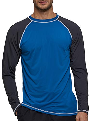 Langarmshirt Herren UV-Schutz UPF 50+ Männer Schnelltrocknendes Longsleeve Rash Guard Stretch Langarm T-Shirt Herren Lässige Schwimmshirt Surf Laufen Angeln Wandern Blau L von MANLUODANNI