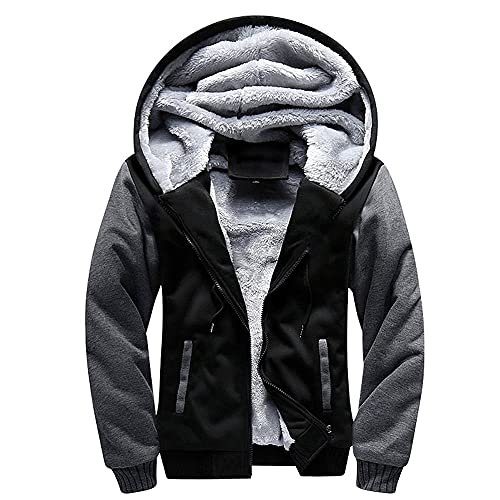 MANLUODANNI Dicker Hoodie Herren, Kapuzenpullover Herren mit Tasche Zip Pullover Jacke Sweatjacke Kapuzenjacke Sweater Casual Kapuzenpulli mit Fleeceartig-Innenseite Schwarz 4XL von MANLUODANNI