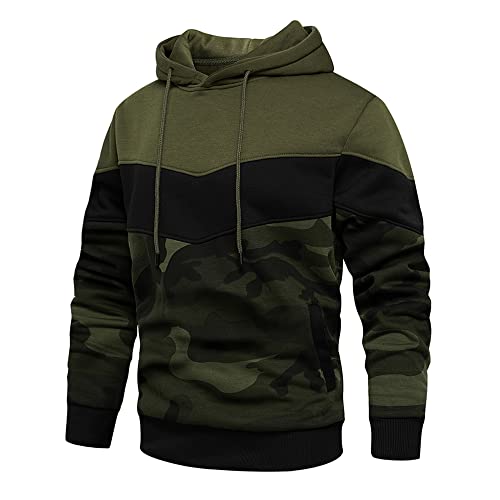 MANLUODANNI Herren-Kapuzenpullover, lässiger Kapuzenpullover mit Taschen, camouflage, L von MANLUODANNI