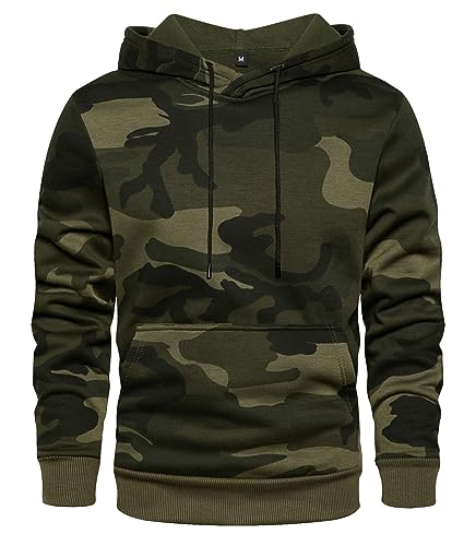 MANLUODANNI Herren Pullover Fleece Sweatshirt Camouflage Hoodies Army Green XXL von MANLUODANNI