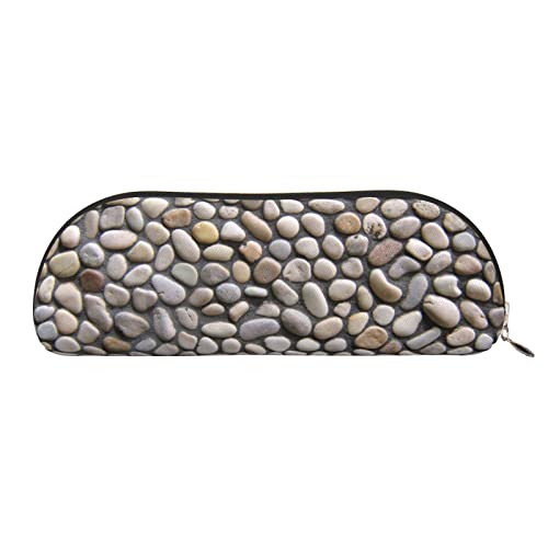 MANLUU Pebble Stone Federmäppchen aus Leder, niedliches Federmäppchen für Bleistifte, Stifte, Marker, Kleingeld, Münzen, Make-up von MANLUU