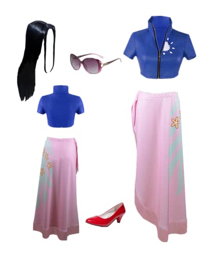 MANMICOS US-Größe Nico Robin Cosplay Kostüm Damen Blau Rock Halloween Anzug, blau, 42 von MANMICOS