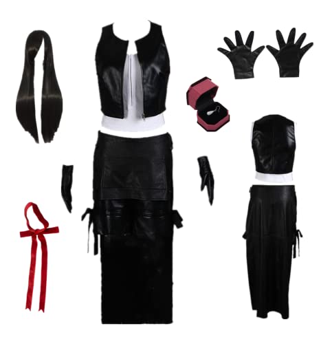 Tifa Lockhart Cosplay Kostüm Damen Tifa Schwarz Anzug, Schwarz , 46 von MANMICOS