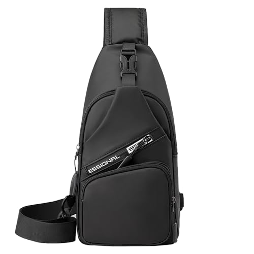 MANNUOSI Brusttasche Herren Klein Wasserdichte Sling Bag Diebstahlsicher Crossbody bag Herren Brusttasche Zum Umhängen Geschäft Sport Schultertaschen Schwarz von MANNUOSI