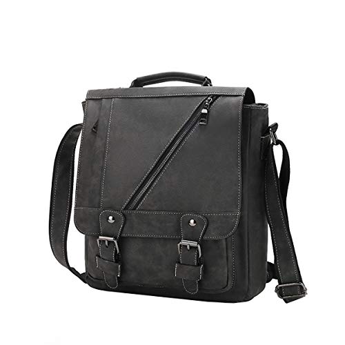 MANNUOSI Herren Schultertaschen Retro Hohe Kapazität PU-Leder Umhängetasche Tasche Handtasche Grau von MANNUOSI