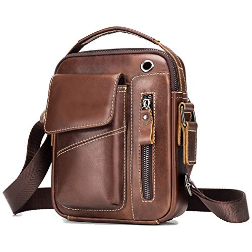 MANNUOSI Herren Schultertaschen Vintage Mode Crossbody Tasche Braun2 von MANNUOSI