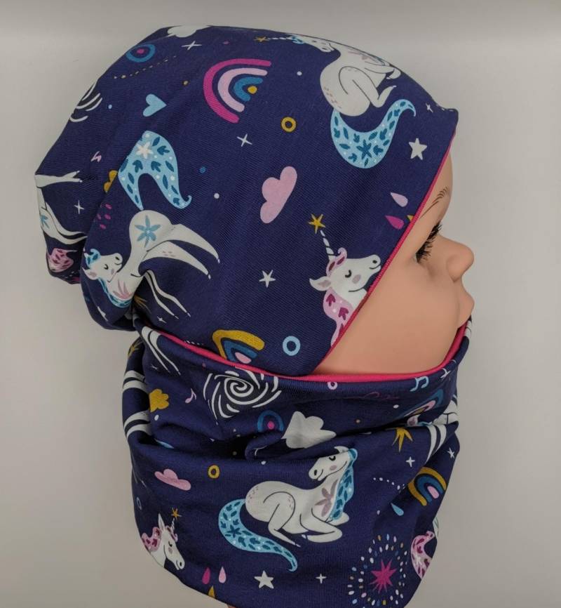 Einhorn Set Aus Beanie Und Loop Mit Jersey Gefüttert, Mädchen von MANOWE