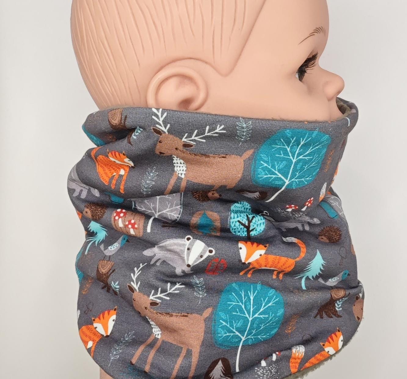 Loop, Schal, Halssocke, Gefüttert Mit Fleece, Lange Mitwachsend, Waldtiere von MANOWE