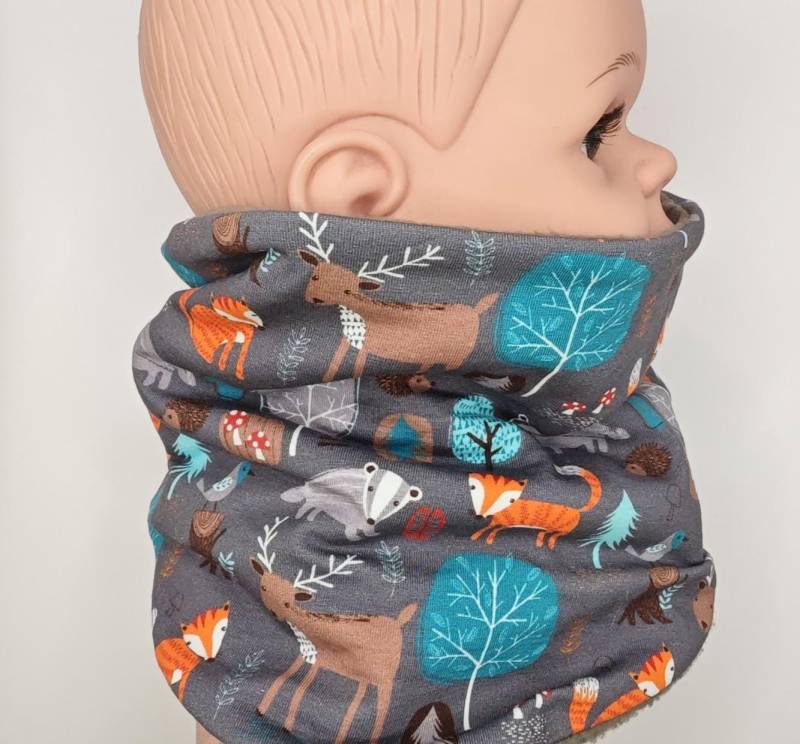 Loop, Schal, Halssocke, Gefüttert Mit Fleece, Lange Mitwachsend, Waldtiere von MANOWE