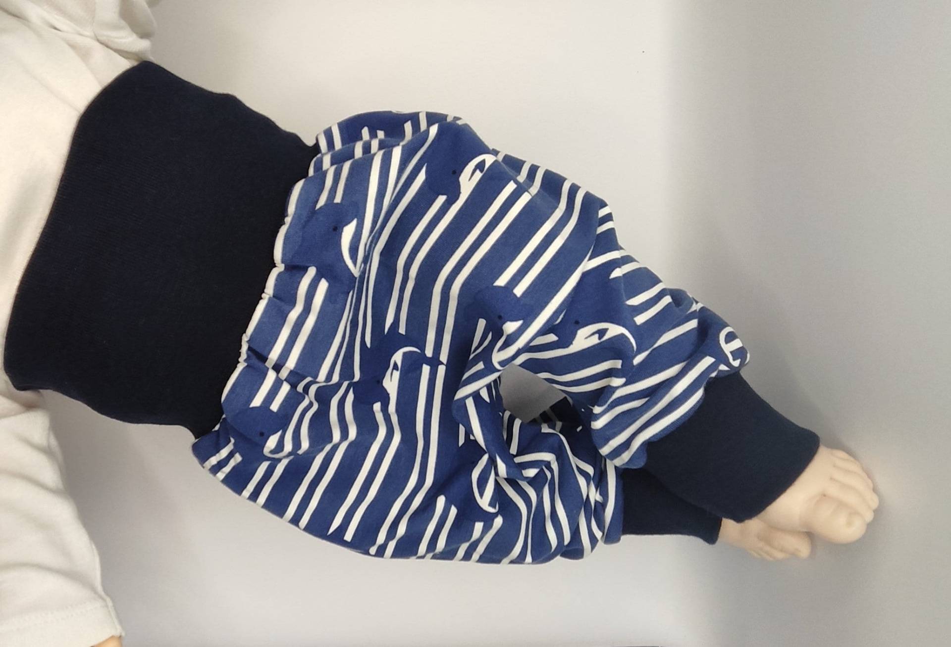 Pumphose, Babyhose, Delfin, Streifen, Blau, Weiß, Neutral von MANOWE