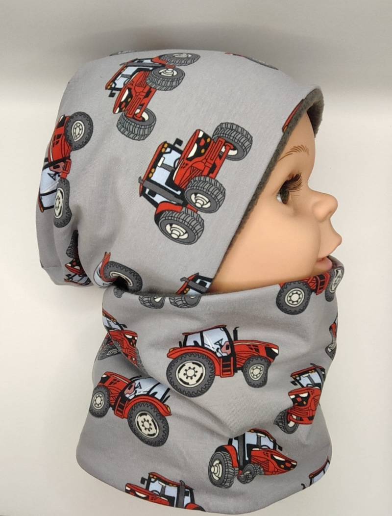 Set Aus Beanie Und Loop, Jersey, Gefüttert Mit Fleece Oder Traktor, Jungs von MANOWE