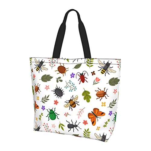 MANQINF Insekten-Umhängetasche, niedliche Handtasche, wiederverwendbar, Einkaufstasche, süße Tragetasche, Mädchen, Segeltuch, Aufbewahrungstaschen, Insect 01, Large MANQINF Insekten-Umhängetasche, niedliche Handtasche, wiederverwendbar, Einkaufstasche, süße Tragetasche, Mädchen, Segeltuch, Aufbewahrungstaschen, Insect 01, Large von MANQINF