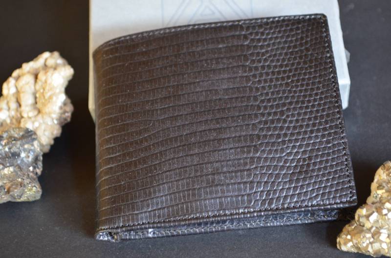 Brieftasche Bifold Mit Münzfach Echte Eidechsenhaut Schwarz Matt Roma 42 Handgemacht in Spanien Von Atelier Mansarea Geschenk Für Ihn von MANSAREA