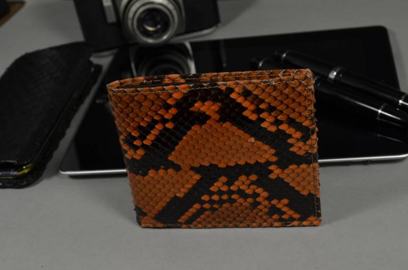 Brieftasche Männer Bifold Braun Honig Handgemachte Mit Echter Python-Haut Modell Firenze 57 Von Leder Atelier Mansarea - Spanien von MANSAREA