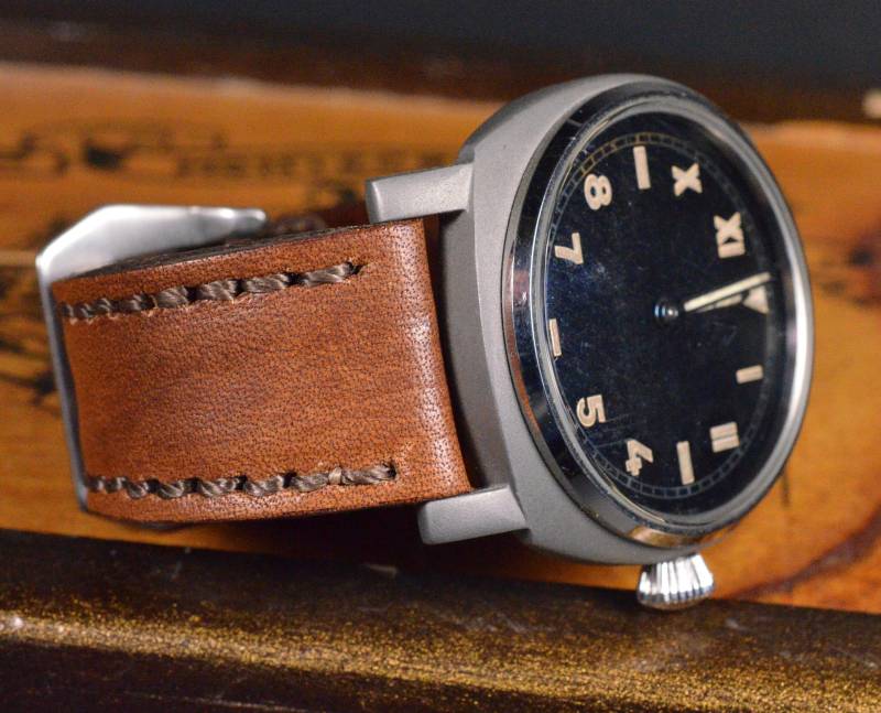 Handgefertigtes Uhrenarmband Braun Kalbsleder 22 24 26 Mm, Niebla 4 Vintage Style von MANSAREA