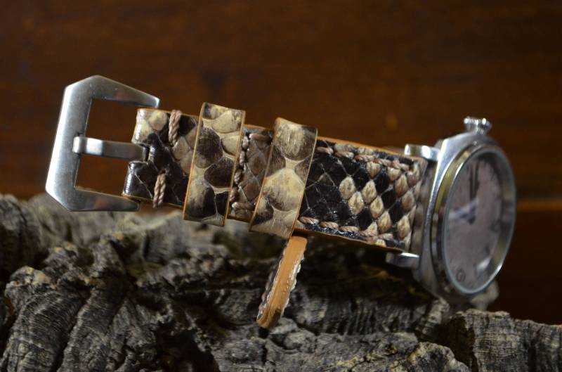 Handmade Beige Uhrenarmband 26 24 22 Mm Echt Python Schlangenhaut Lederband Panerai Breitling Apple Iwatch von MANSAREA