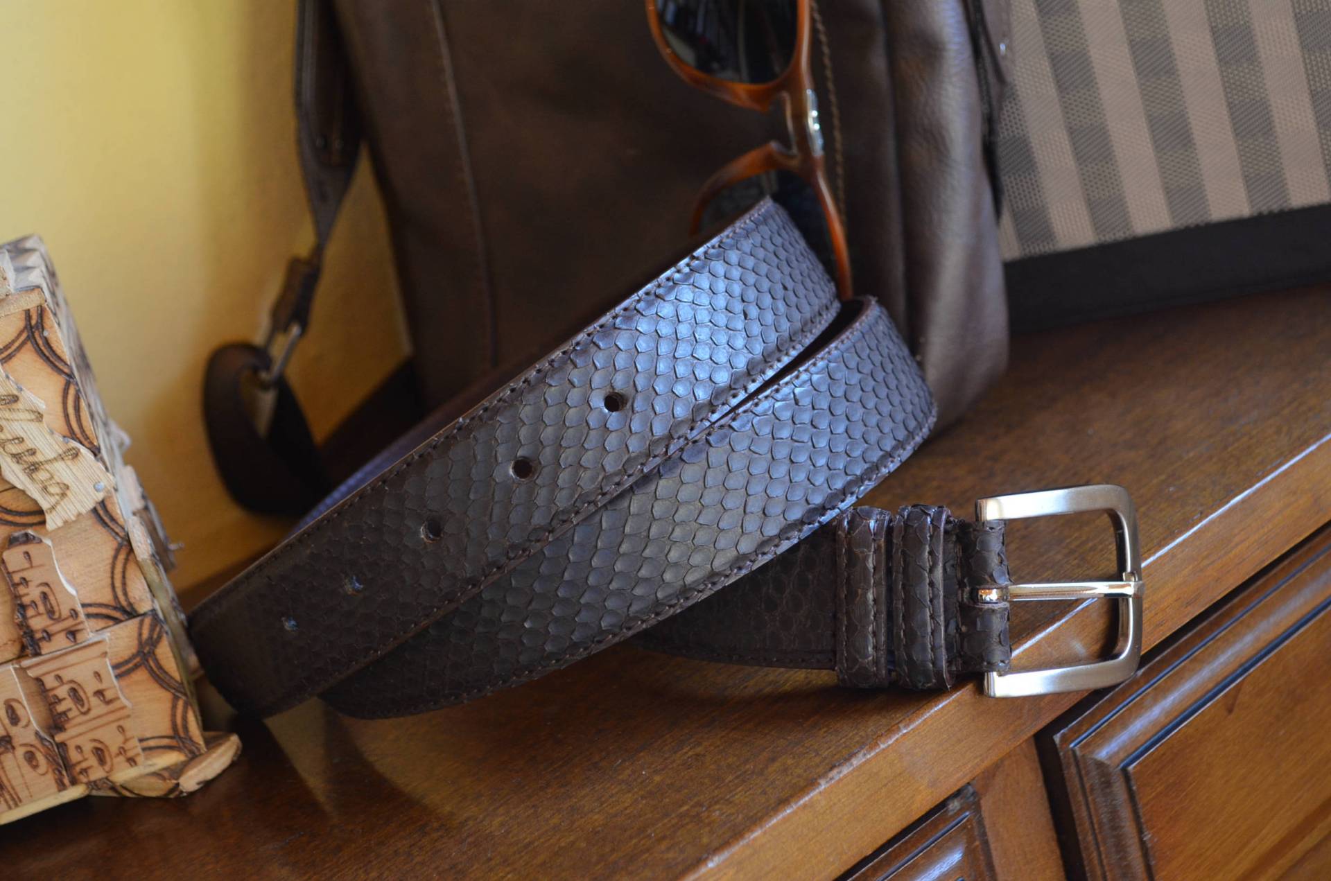 Ma Leder Echtleder Python Gürtel Braun Matt Männer Frau 35 Mm Handgemachtes Kleid Geschenk Für Ihn Ihre Valentinstag Mode von MANSAREA