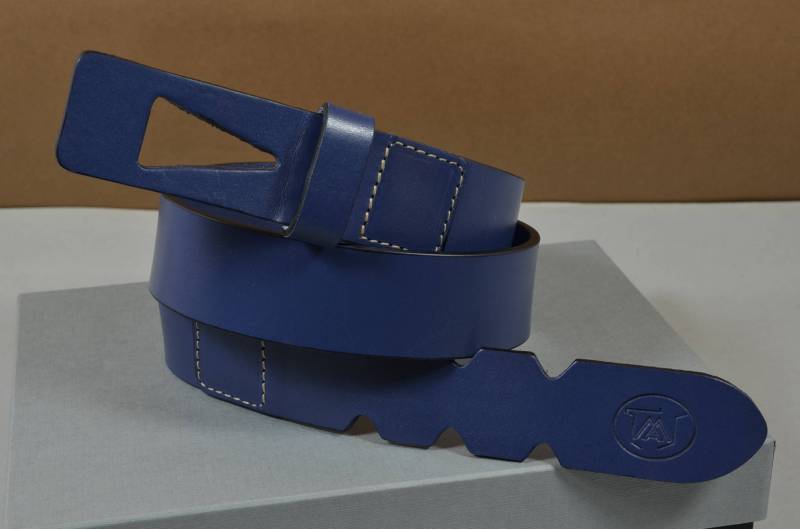 Ma Ledergürtel Herren 35 Mm Blau Handgemacht Kalbsleder Spezial Pfeil Design Kleid Gürtel Mann Geschenk Für Ihn Größen 36" - 46" von MANSAREA