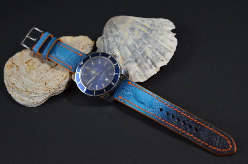 Ma Uhrenarmband 22 20 18 Mm Blau Matt Echte Straußen Bein Haut Band Oceanic Passt Fürrolex Omega Breitling Usw Classic Style Handmade Spanien von MANSAREA