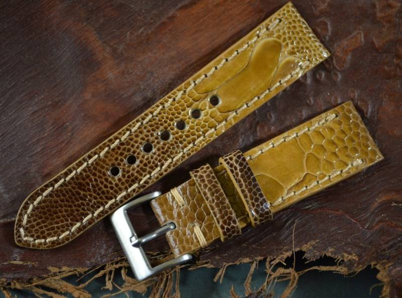 Ma Uhrenarmband 22 20 18 Mm Braun Nussbaum Glänzend Echt Straussenbein Haut Band Passtrolex Omega Seiko Etc Handmade Spanien von MANSAREA