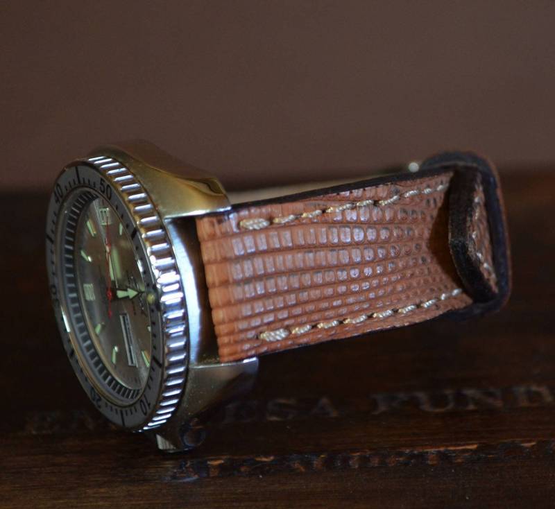 Ma Uhrenarmband 22 20 18 Mm Camel Braun Matt Ii Echt Eidechsenleder Passend von MANSAREA