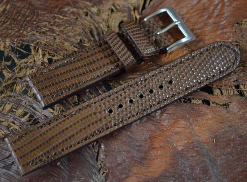 Ma Uhrenarmband 22 20 18 Mm Echte Lizard Skin Band Kaffee Braun Matt Passend Für Replika Breitling Omega Etc von MANSAREA