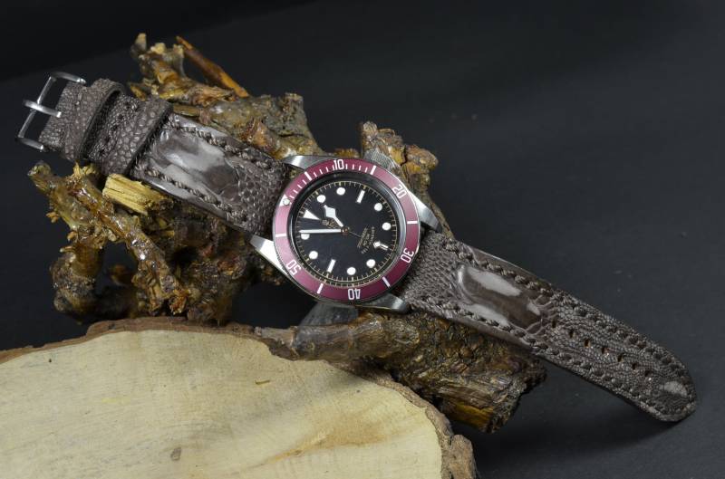 Ma Uhrenarmband 22 20 18 Mm Echte Straußen Bein Nubuckhaut Braun Phantasie Passend von MANSAREA