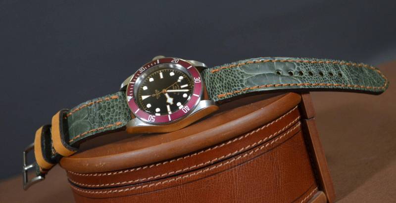 Ma Uhrenarmband 22 20 18 Mm Grün - Havanna Braun Matt Echt Straussenbein Haut Band Passend Armbanduhr Omega U.a von MANSAREA